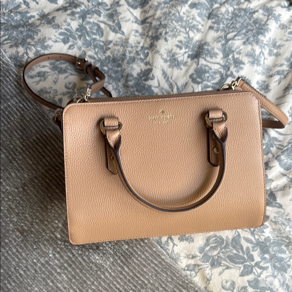 kate spade Pebbled Leather Satchel in Nude Tan